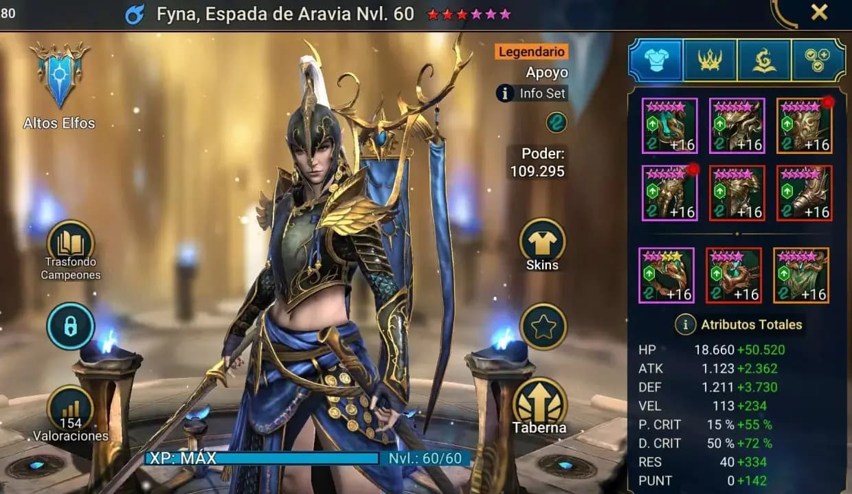 Equipo Fyna Espada de Aravia